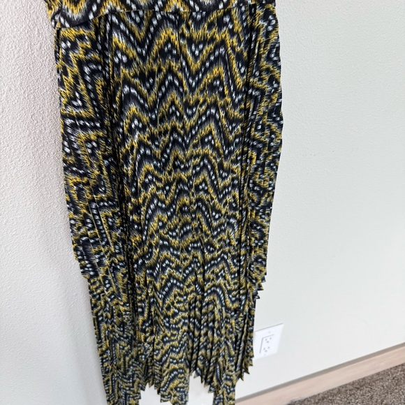 NWOT A.L.C. Kendall Ikat Print Silk Layer Dress Yellow Black Boho Women’s Size 2 - Picture 13 of 14